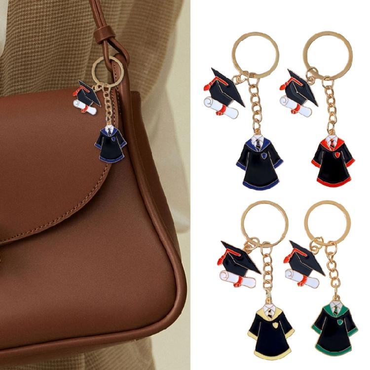 Colorful Mortarboard Academic Dress Charm Keychain Unisex Alloy Keyring Bag Pendant Graduation Ceremony Souvenir