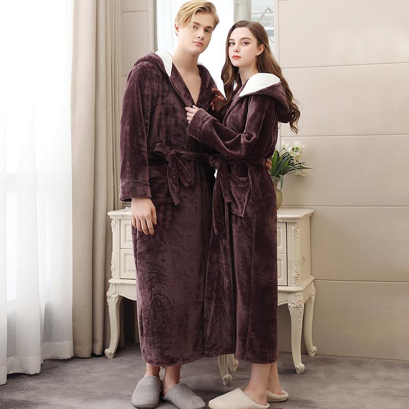 Women Men's Pregnant Loose Wears Nightgown Soft Velvet Bathrobe Winter Sleepwear Women Men's Pregnant Loose Wears Nightgown Soft Velvet Bathrobe Winter Sleepwear