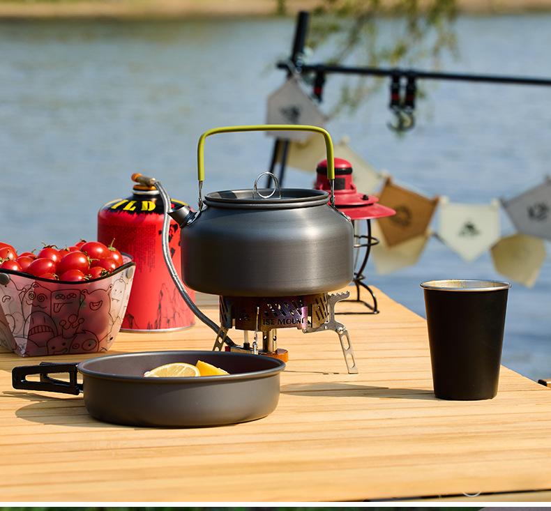 Large Capacity Outdoor Ultra-Light Aluminum Teapot Kettle, Portable 1.8L Camping Coffee Pot