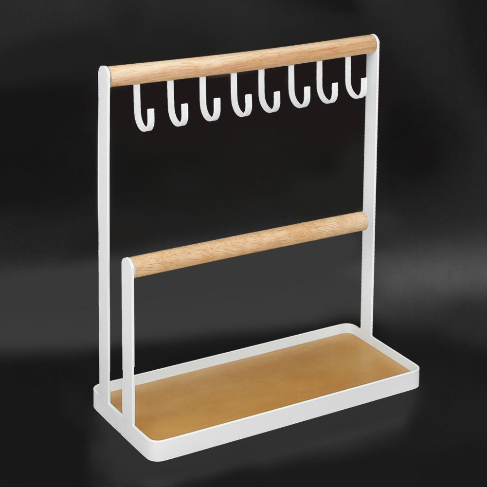 Modern Metal 2 Tier Tabletop Bracelet Necklace Jewelry   Display Tree Rack with Tray