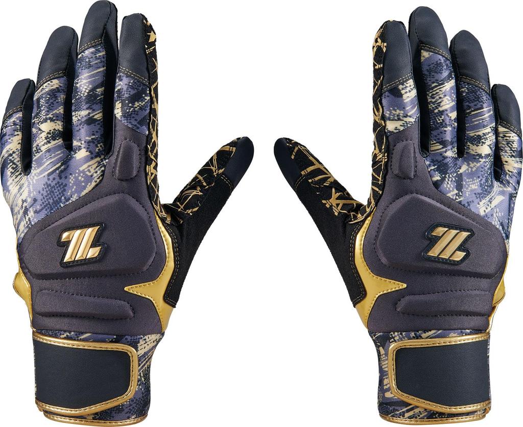 ZETT Baseball Batting GRAPHIC GRIP General Gray X Gold Size L Gloves, GLOVE, Ambidextrous, Use, (1582), (BG18523B)