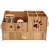 Desktop Organizer Multifunction Wooden Storage Rack Stationery Pen Holder Container