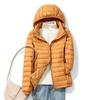 Women Autumn Winter Thin Portable Storage Outwear 90% White Duck Down Jacket with Removable Hood
