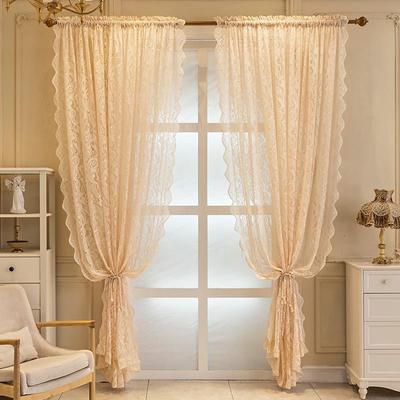 Rideaux de porte en dentelle transparente Rideaux en dentelle florale vintage de luxe pour salon Séparateur de pièce Poche pour tringle Œillets supérieurs Dessus à crochets Dessus Velcro