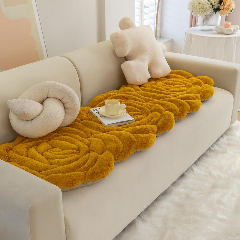 Rose Velvet Special-shaped Sofa Cushion Winter Thickened Non-slip Cushion Irregular Leather Cover Cover Plush High-end Cover Cloth