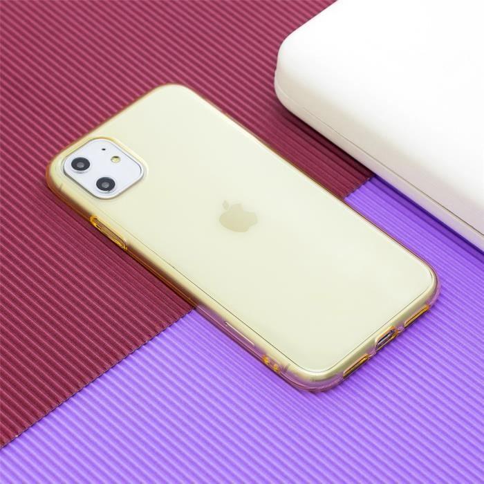 Coque et Film de Protection - Apple - iPhone 11 - Jaune - Verre Trempé - TPU Flexible