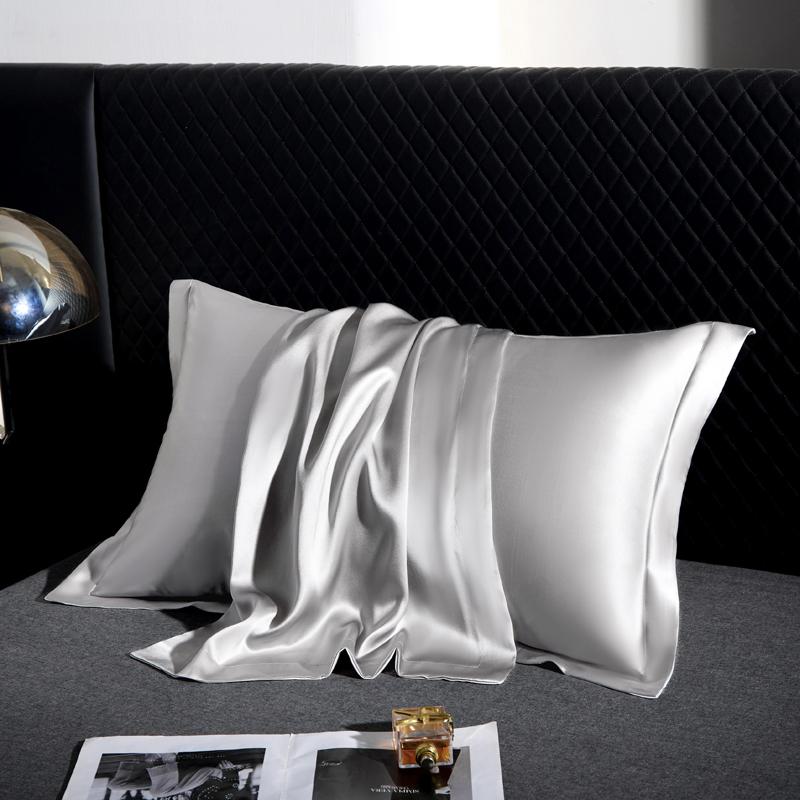 100% Maulbeerseide Kissenbezug Eine Seite 6A 25 Momme Seidenkissenbezug Einfarbig Haare Haut Schutz Breiter Rand Dekorativer Bezug