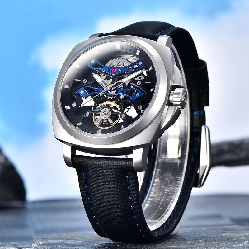 PAGANI DESIGN YS017 Herren Skelett Automatikuhr Kreatives Zifferblatt Tourbillon Saphirglas 100M Wasserdicht Armbanduhren