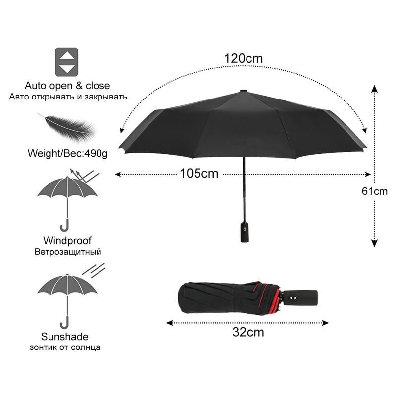 Windproof Automatic Double Umbrella Rain Women 3Fold Female Male 10 Bone Business Umbrellas Men Gift Parasol