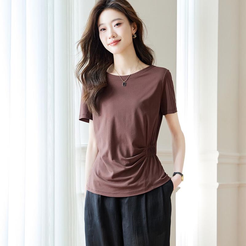 Srcr Women's Twisted Silk Waist-Cinching Short-Sleeve Top