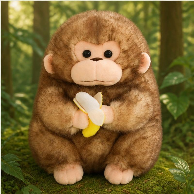 Kawaii Gouden Aap Pluche Speelgoed Schattige Aap met Banaan Poppen Gevuld Zacht Dier Kussen Slaap Partner Metgezel Kinderen Cadeau 30cm