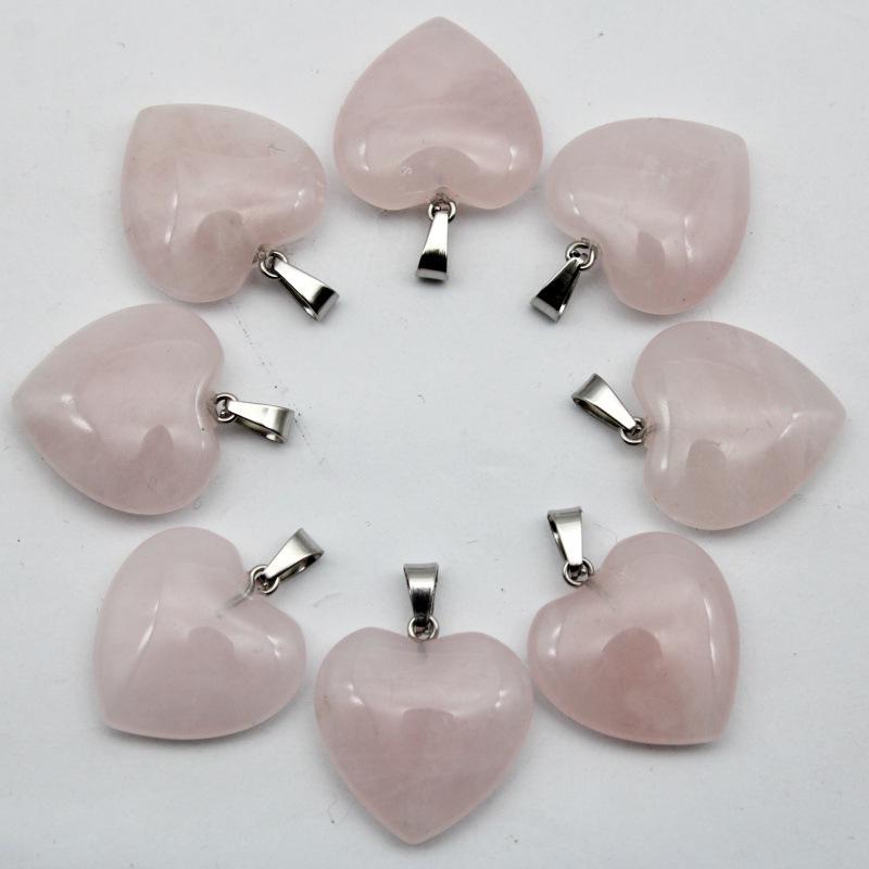 20MM Herzförmiger Naturstein Anhänger: Achat, Rosenquarz, Aquamarin, Pfirsichherz Schmuck