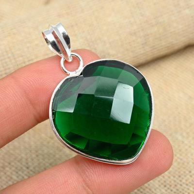 Στερεό Ασήμι 925 Όμορφο Σχηματισμένο Χρωμιούχο Διόψιδιο Πολύτιμος Λίθος Χειροποίητο Κρεμαστό Κοσμήματα