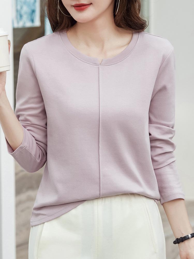 Women's Casual Long-Sleeve Thick Slimming Loose Solid Base Layer Top for Autumn/Winter