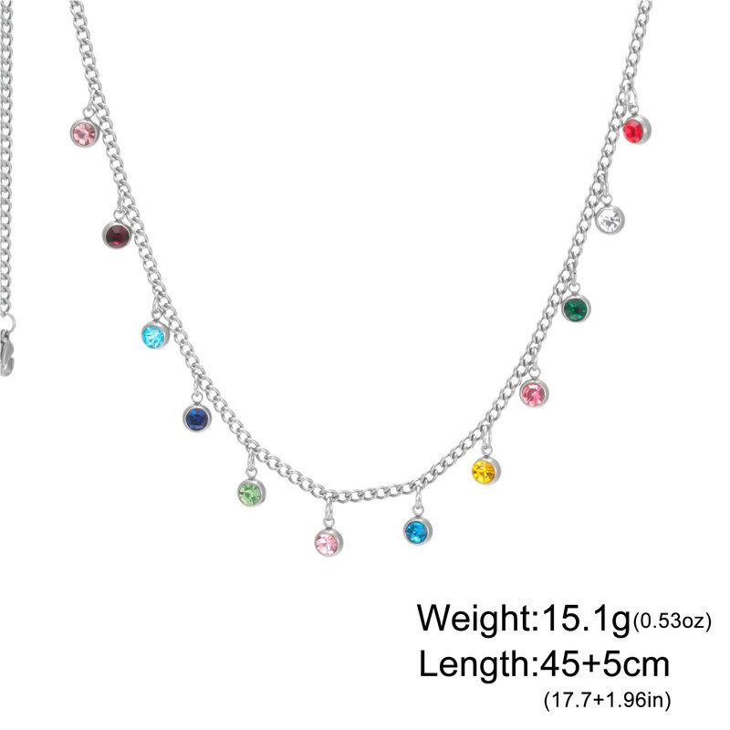 12 Stone Colorful Diamond Dopamine Clavicle Chain Niche Design Versatile Fashionable Colored Necklace For Women Gift