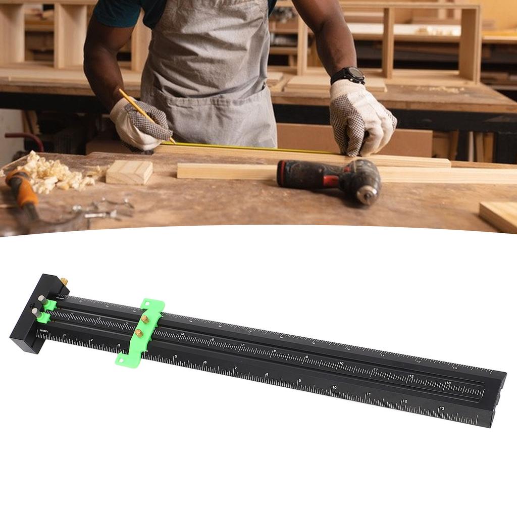 Woodworking   Tool 14inch Metal Aluminium Alloy Double Line Marking Ruler   T Type Measuring Scribing Ruler