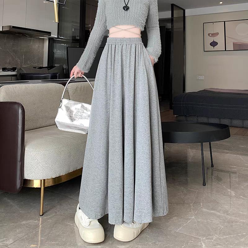 Women's Autumn Winter Clothes High Waist Wide Leg Pants Knit Long Dresss Skirts Pants For Women Trousers Streetwear