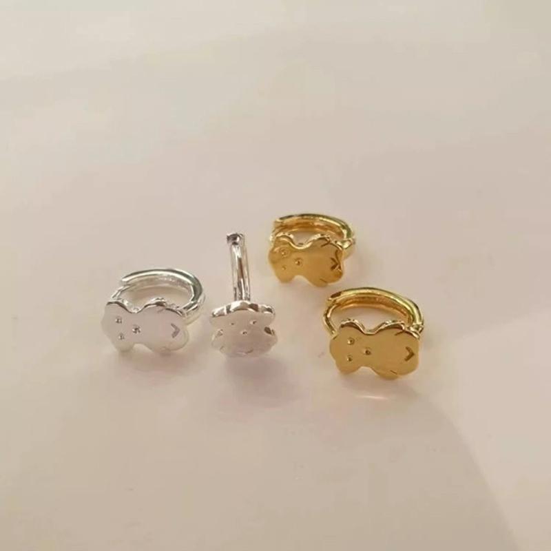 ANENJERY Geometric Bear Hoop Earrings for Women Fashionable Simple High End Exquisite Compact Earrings Jewelry Gifts