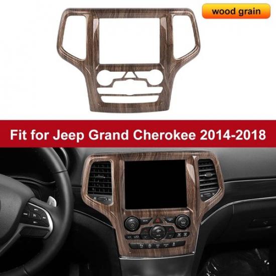Wood Grain GPS Navigation Radio Panel Cover Trim For Jeep Grand Cherokee 2014-18