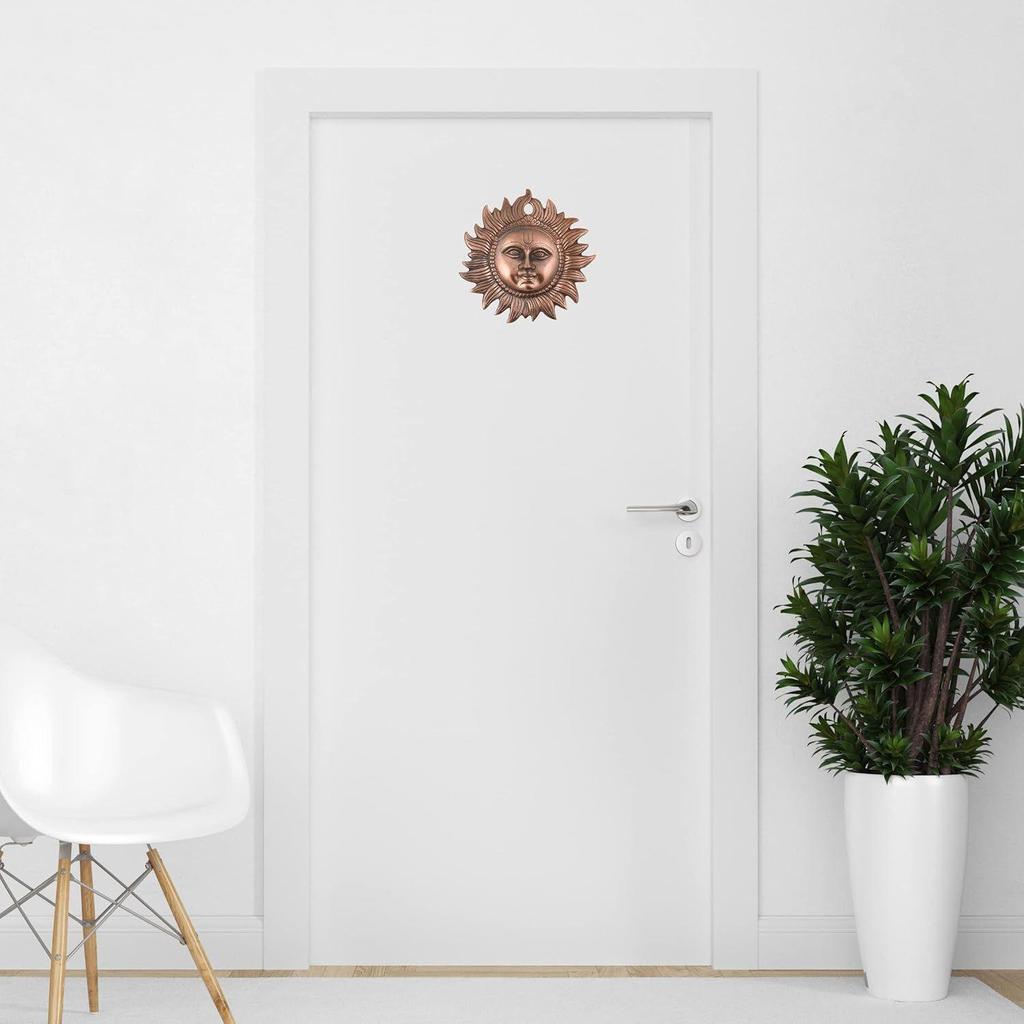 Decorative Sun Face Idol Wall Hanging, Vastu Items For Home For Good Luck Metal Surya Statue For Positivity, Copper 2