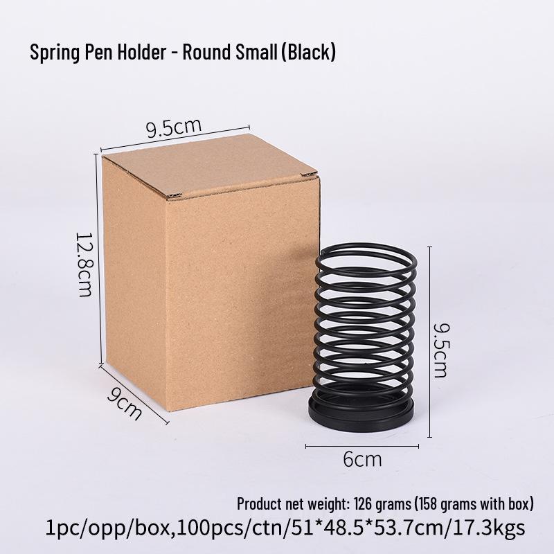Iron Wire Decompression Pen Holder - Retractable Metal Spring Round Office Organizer