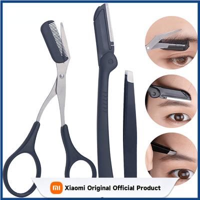 3pcs Eyebrow Trimming Tools Stainless Steel Eyebrow Tweezer Scissors with Comb Razor Makeup Tools Face Care