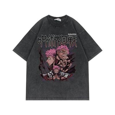 Jujutsu Kaisen Cosplay Anime T-Shirt Tee Unterhemd Vintage Gewaschene Baumwolle