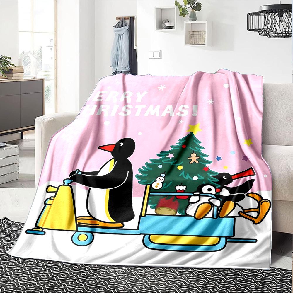 1pc Pingu3 Blanket, Gift, for Men and Women, Soft Blanket, Good for Sofa Bed Couch Travel, Lightweight Flannel Blanket