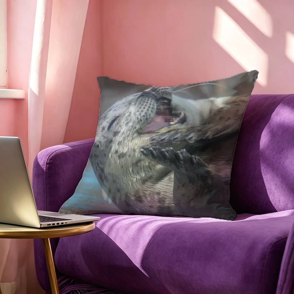 Cute and Funny Seals Square DoubleSided Printed Pillow Case Bedroom Bedside Pillow Sofa Cushion Cover