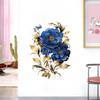 Self-adhesive Gorgeous Blue Peony Wall Stickers Large Flowers for Dining Room Accent Wall Home Decor