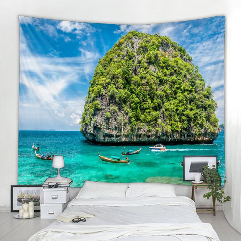 1Pcs Tapestry Living Room Bedroom Background Decor Simple Bedroom Decor Psychedelic Tapestry Bohemian Tapestry Nordic Tropical B