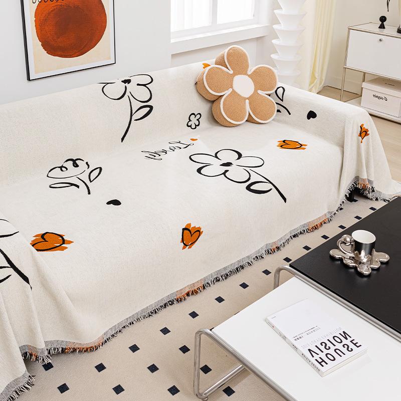 Chenille Sofa Towel Four Seasons All-Inclusive Sofa Cover Dust Cover Living Room Straight Row Sofa One Piece Cover Cloth