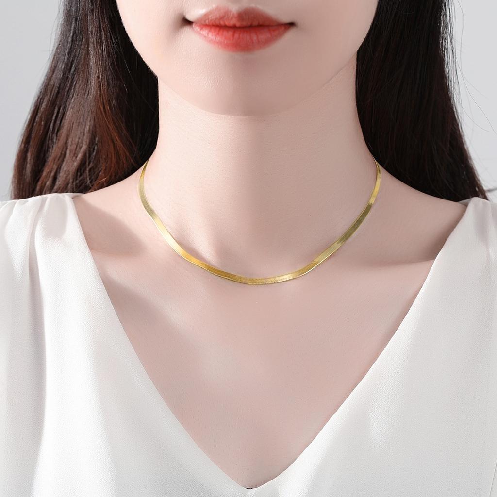 S925 Sterling Silver Classic Snake Choker Necklaces Chains for Women Men 14K Gold Plated Necklaces Wedding Party Jewelry Gift