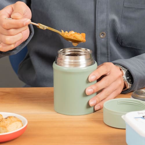 Atlas Biranchi Food Pot with Inner Stopper, Soup Jar, 420ml, Mustard, Vacuum Insulated, Keeps Hot or Cold, Perfect for Lunchboxes, AFPN-400MD