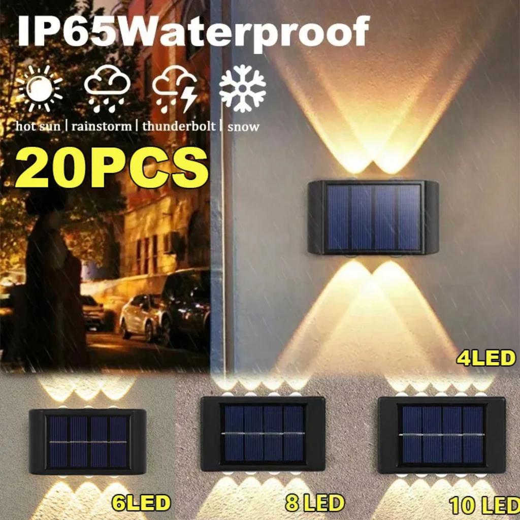 New 10 Solar Wall Lamp Outdoor Waterproof Solar Powered Light and Down Illuminate Garden Porch Yard Decoration