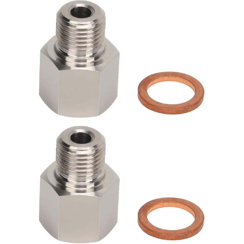2 Pcs Sender Adapters 1/8in NPT Female to M10 x 1.0 Male Threaded Pressure Gauge Adapter with Washer, Stainless Steel Oil Reducer Adapter