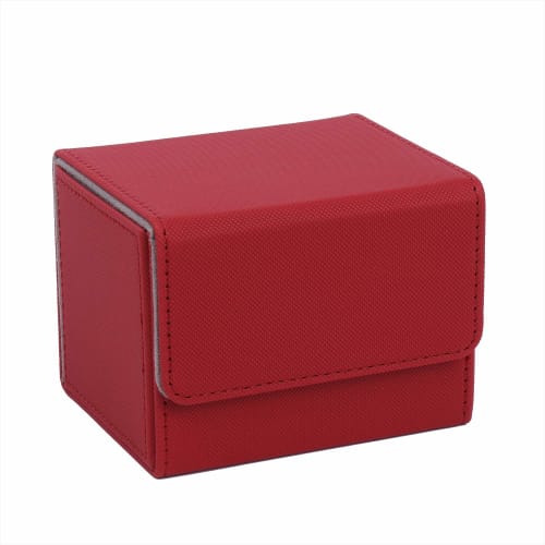 Toy God Trading Card Deck Case, Leather Card Case Holder Storage, Small (Small/Red)
