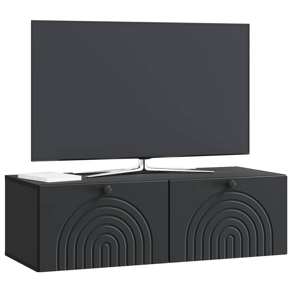 Wall Mounted TV Cabinet Black 99 X 41 X 30 Cm Engineered Wood