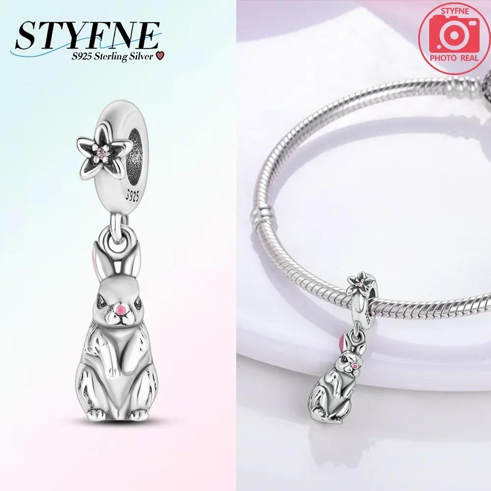 Original Hatched Snake White Rabbit Blue Zircon Heart Catcopper Animal Pendant Charm Bead Fit Bracelet Women Gift Accessory