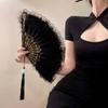 Handheld Faux Feather Plush Fan Spanish Style Lace Fan Artificial Feather Fan  Bachelorette Party