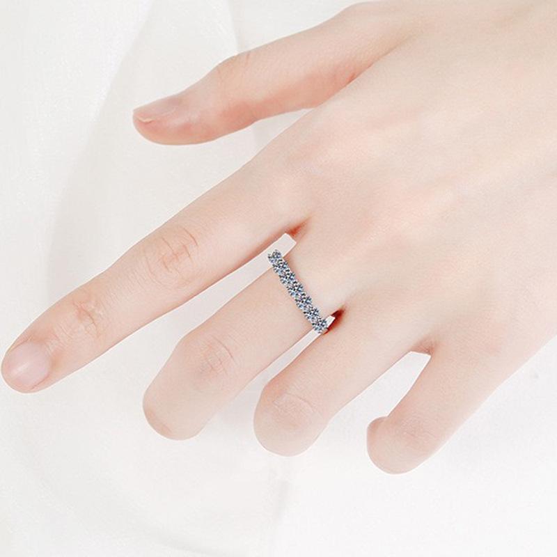 Imitation Moissanite Row Diamond Organ Ring, Female Stacked Wearing Simple Fashion Tail Ring, Live Adjustable Ring Jewelry