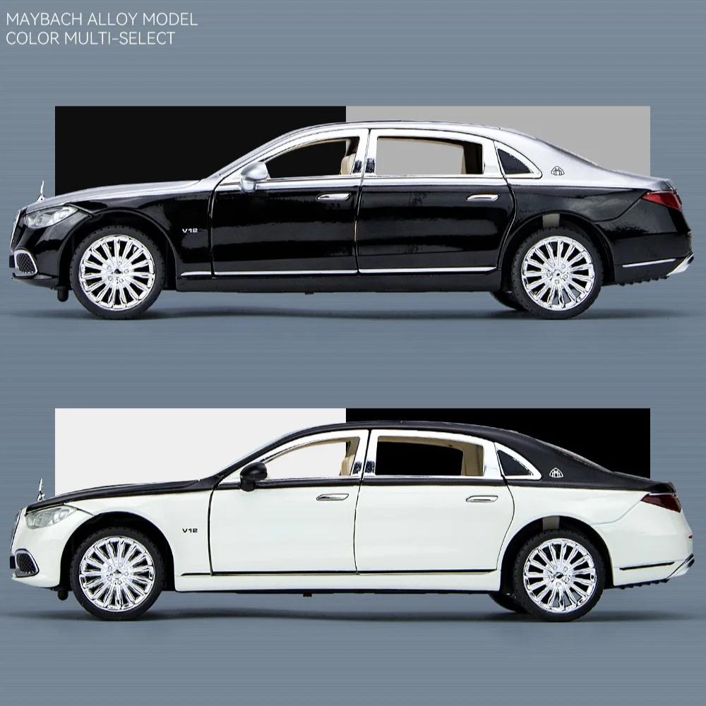 1/24 Benz Maybach S680 Alloy Car Diecast Metal Model Sound & Light Toy Car Central Control Ornaments Collect Kids Toys