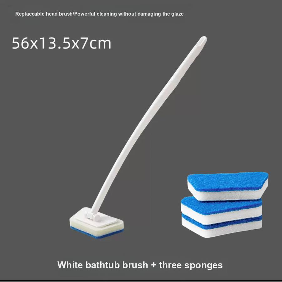 

Removable Long Handle Bathtub Brush Multi-Functional Wall Tile Brush Window Glass Sponge Cleaning Scrubber for Stain Removal and Cleaning White bathtub brush (including 3 sponges) белый
