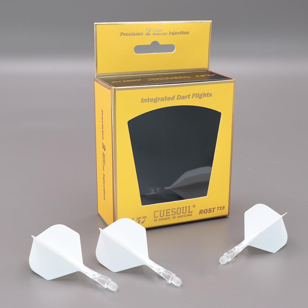 

CUESOUL AK57 ROST T19 Series Color Mix Shaft Integrated Flight Small Standard Shape Set 8 Color Flight White Flight Clear Shaft S M L Size Two-Tone