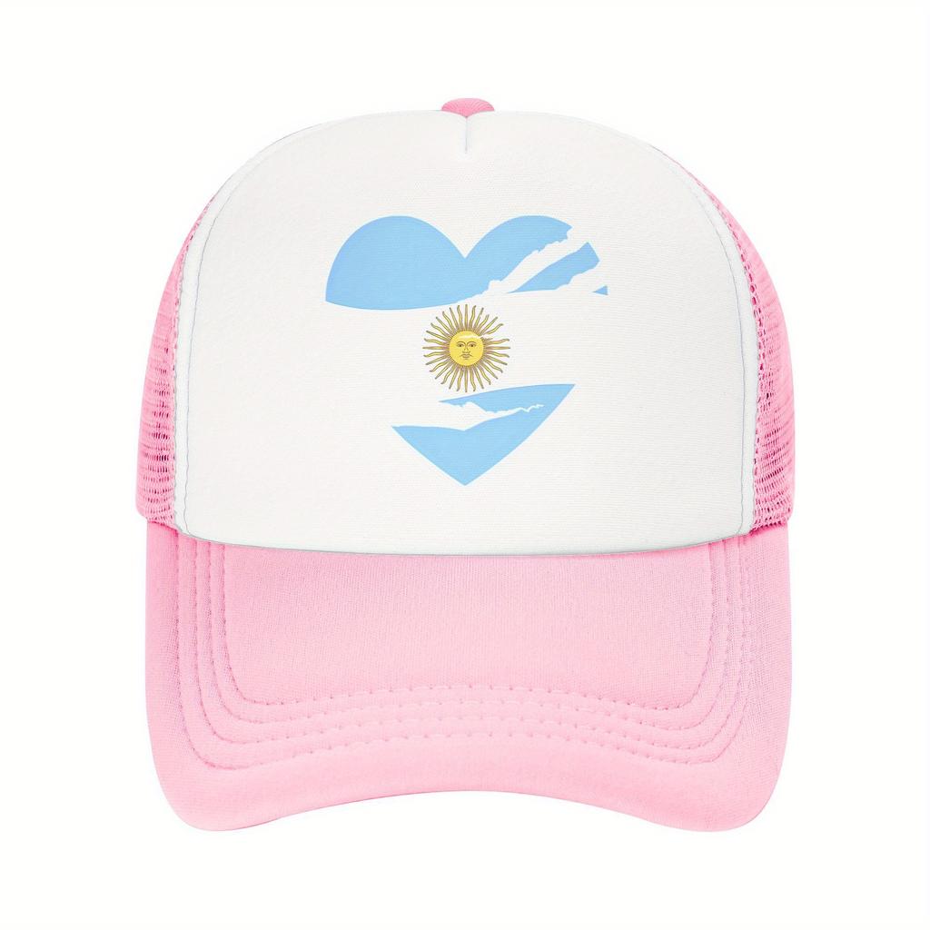 Argentina Heart Flag Sun Trucker Hat Lightweight Mesh Baseball Cap Adjustable Unisex Casual