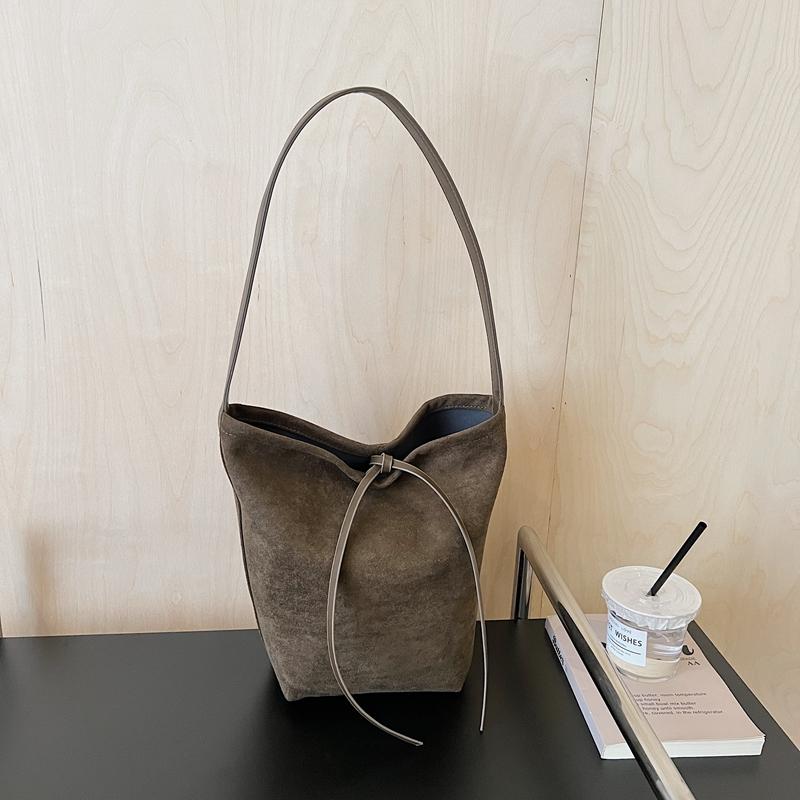 Solid Color Casual Bow Korean Version Fashion Matte Large Capacity Retro Tote Underarm Bag Women
