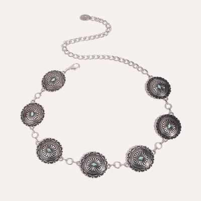 New Ethnic Style Turquoise Retro Oil Dropping Accessories Waist Chain Bohemian Western Style Women's Waist Chain