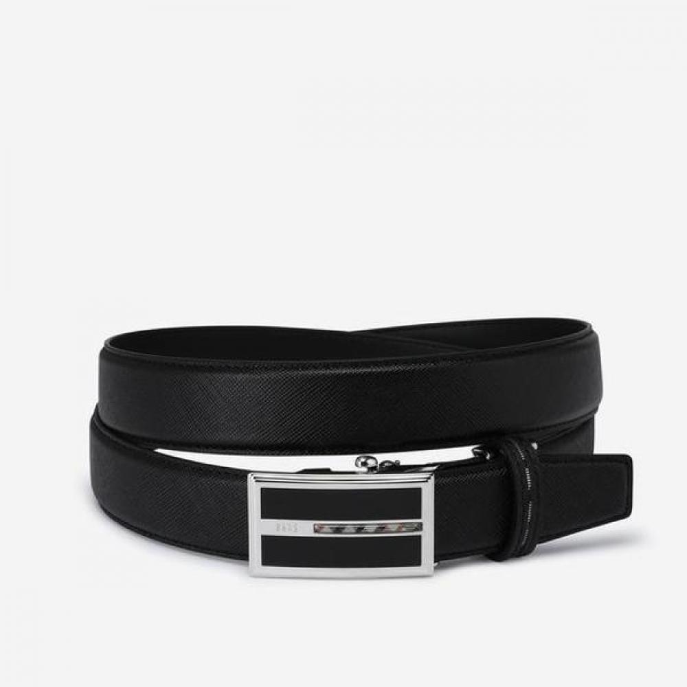 Daks Black Square Check Buckle Leather Automatic Belt Dbbe2e990