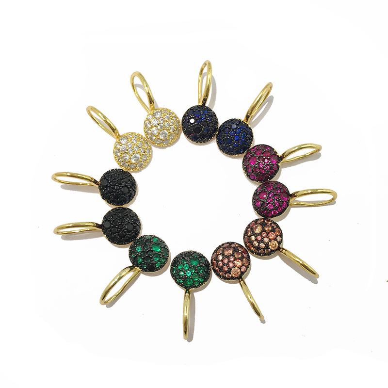 Colored Diamond Geometric Round Earrings: Small, Exquisite, European-American Style with Inlaid Diamonds