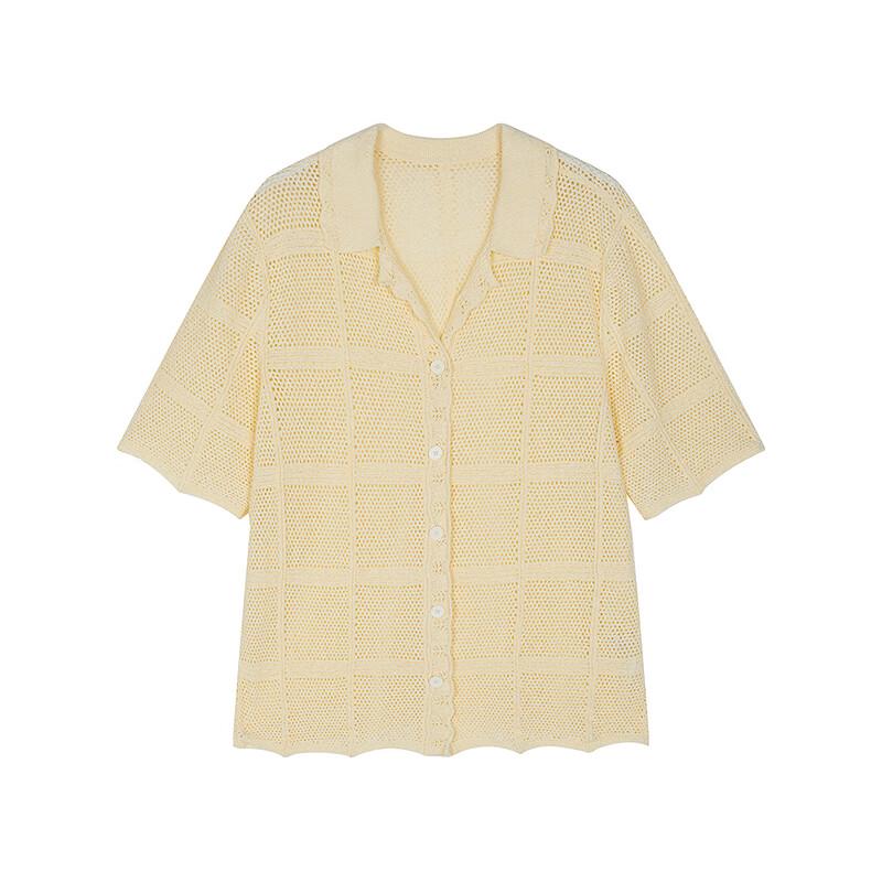 LESS 2025 Summer Polo Collar Short Cardigan